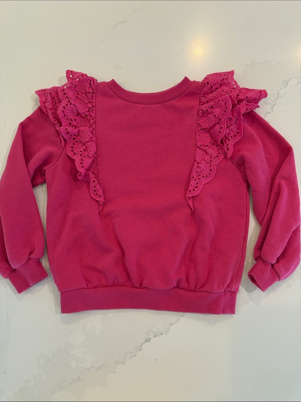 H&M Hot Pink Eyelet Ruffle Sweatshirt